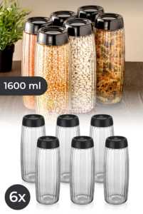 6 Adet Mega Boy Çizgili Kavanoz Seti 1600 ML 60Lı Baharat Etiketi Hediyeli