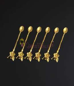 6 Kişilik Lüx Çay Kaşığı Gold / Gümüş Japon Gülü 