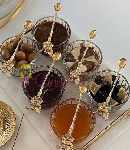 6 Kişilik Lüx Çay Kaşığı Gold / Gümüş Japon Gülü 