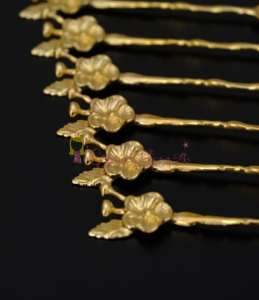 6 Kişilik Lüx Çay Kaşığı Gold / Gümüş Japon Gülü 