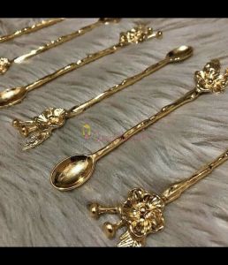 6 Kişilik Lüx Çay Kaşığı Gold / Gümüş Japon Gülü 