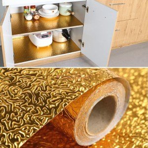 10 Metre Kendinden Yapışkanlı Silinebilir Mutfak Tezgah Üstü Sticker Folyo Gold