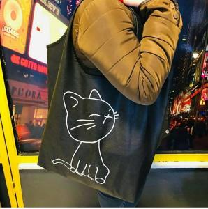 KEDİ DESEN BEZ ÇANTA