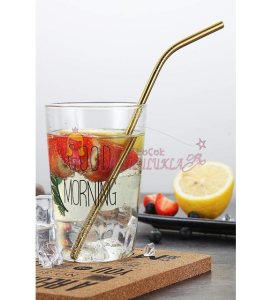 Çelik 2'li Pipet Ve Temizleme Fırçası Gold gumus