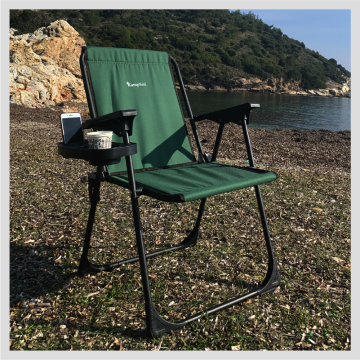 Kampseti Katlanır Kamp Sandalyesi - Yeşil Piknik Sandalyesi Bardaklıklı-M1