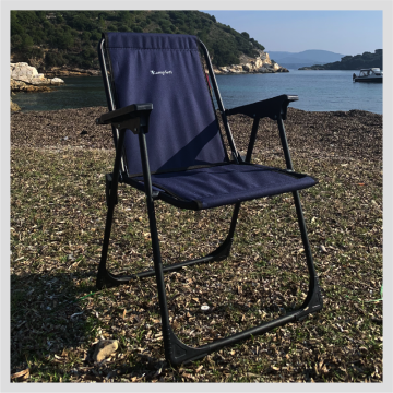 Kampseti Katlanır Kamp Sandalyesi - Mavi Piknik Sandalyesi Bardaklıklı-M1