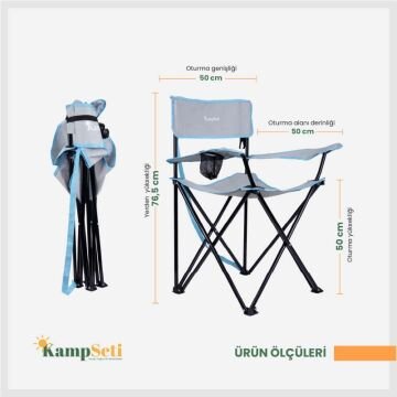 KampSeti 2 Adet Katlanır Kamp Sandalyesi - Alüminyum Katlanır Kamp Masası