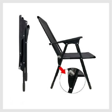 Kampseti 4 Adet Katlanır Kamp Sandalyesi-Siyah-Taşınabilir Piknik Bahçe Sandalyesi