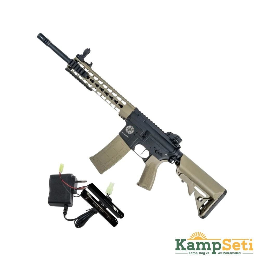 Delta Armory Grand Power AR15 KeyMod 10'' Charlie PIL SARJ SET Airsoft Tüfek / Half TAN