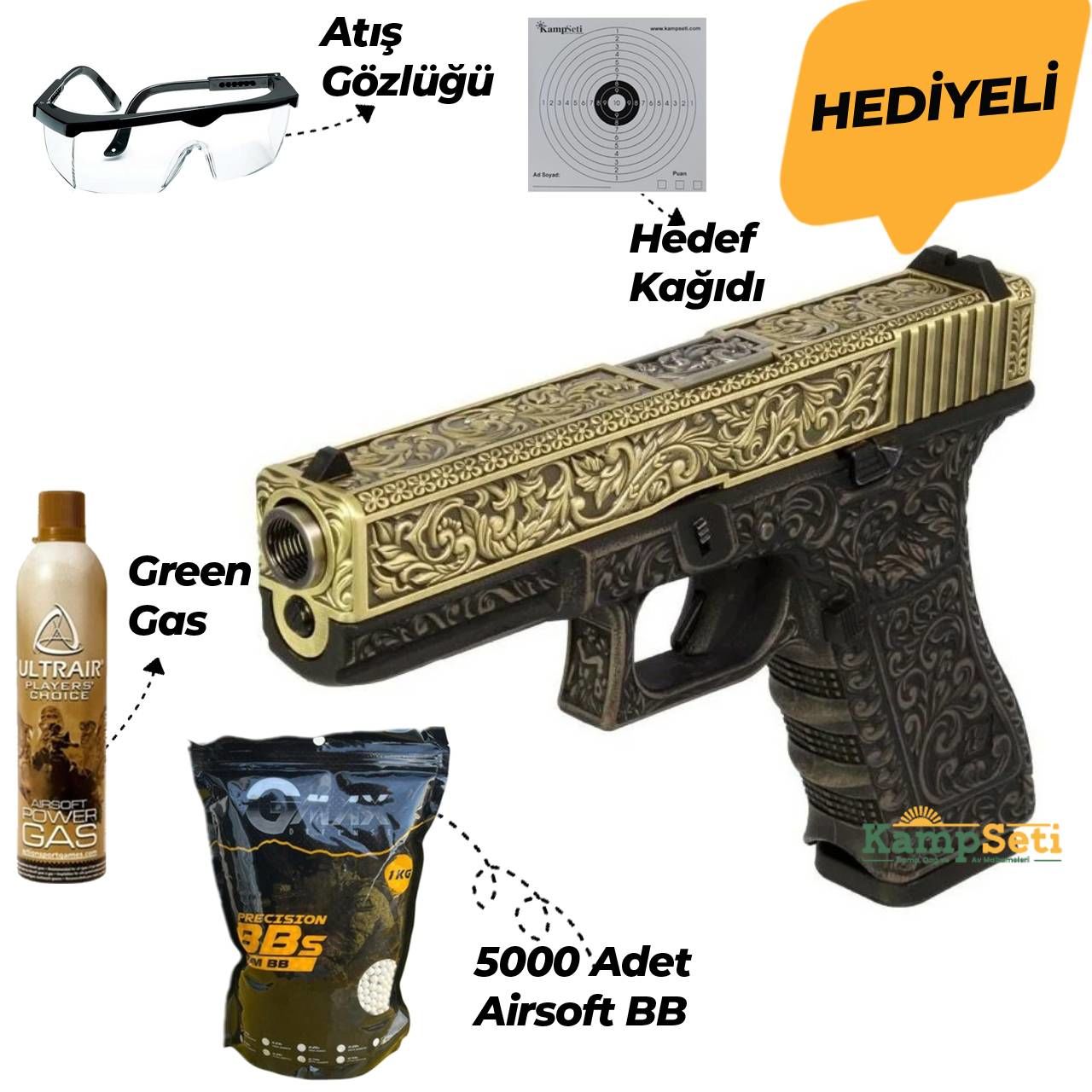 WE Glock 17 Airsoft Etched İvory SE Gravürlü Glock G17 Airsoft Tabanca