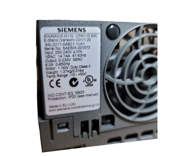 6SL3211-0AB21-1UA1 SINAMICS G110 1,1Kw 6A