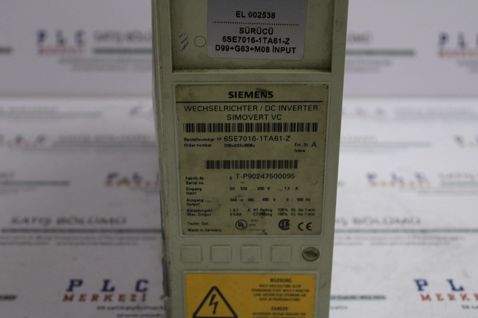 6SE7016-1TA61-Z SIMOVERT MASTERDRIVES VECTOR CONTROL INVERTER COMPACT UNIT