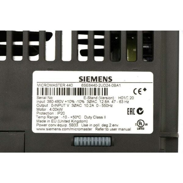 6SE6440-2UD24-0BA1 MICROMASTER 440 WITHOUT FILTER 380-480 V 3 AC