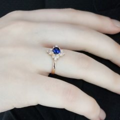 Rosegold Mavi Taş Yüzük