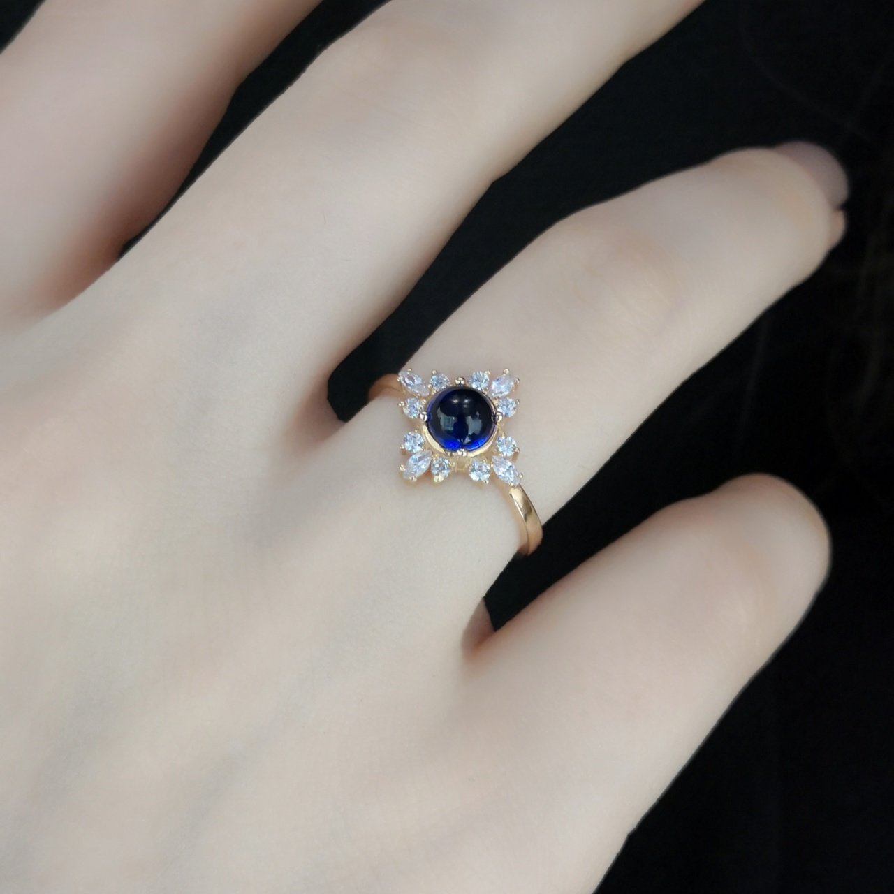 Rosegold Mavi Taş Yüzük