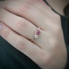 Pembe Taşlı Altın Yüzük
