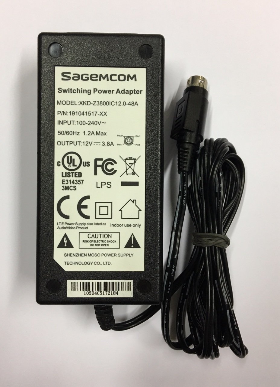 12V 3.8A AC/DC SMPS ADAPTÖR , MASA ÜSTÜ MODELİ , Ucu: 4 PİN (SİYAH)