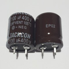 100uF 400V Elektrolitik Kondansatör 22*25 , 105C , SNAP - ( 2 ADETLİK PAKET )