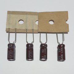 1uF 25V Elektrolitik Kondansatör 5*11 , Şerit , 105C ------- ( 25 ADETLİK PAKET )