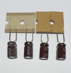 220uF 25V Elektrolitik Kondansatör 6*11 , Şerit , 105C --- ( 25 ADETLİK PAKET )