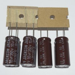 10uF 350V Elektrolitik Kondansatör 10*20 , Şerit , 105C -- ( 10 ADETLİK PAKET )