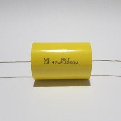 47UF 250V Axial Polyester Kondansatör - Silindir Şeklinde