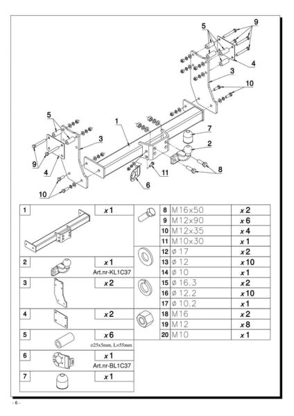 Ford Transit Çeki Demiri 2000-2014