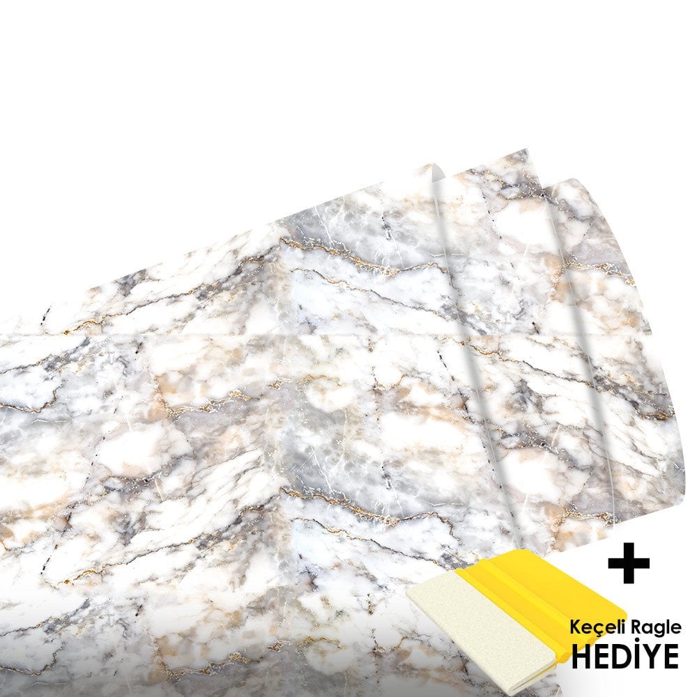 White Marble Metrelik Araç Kaplama Folyosu (Laminasyonlu)