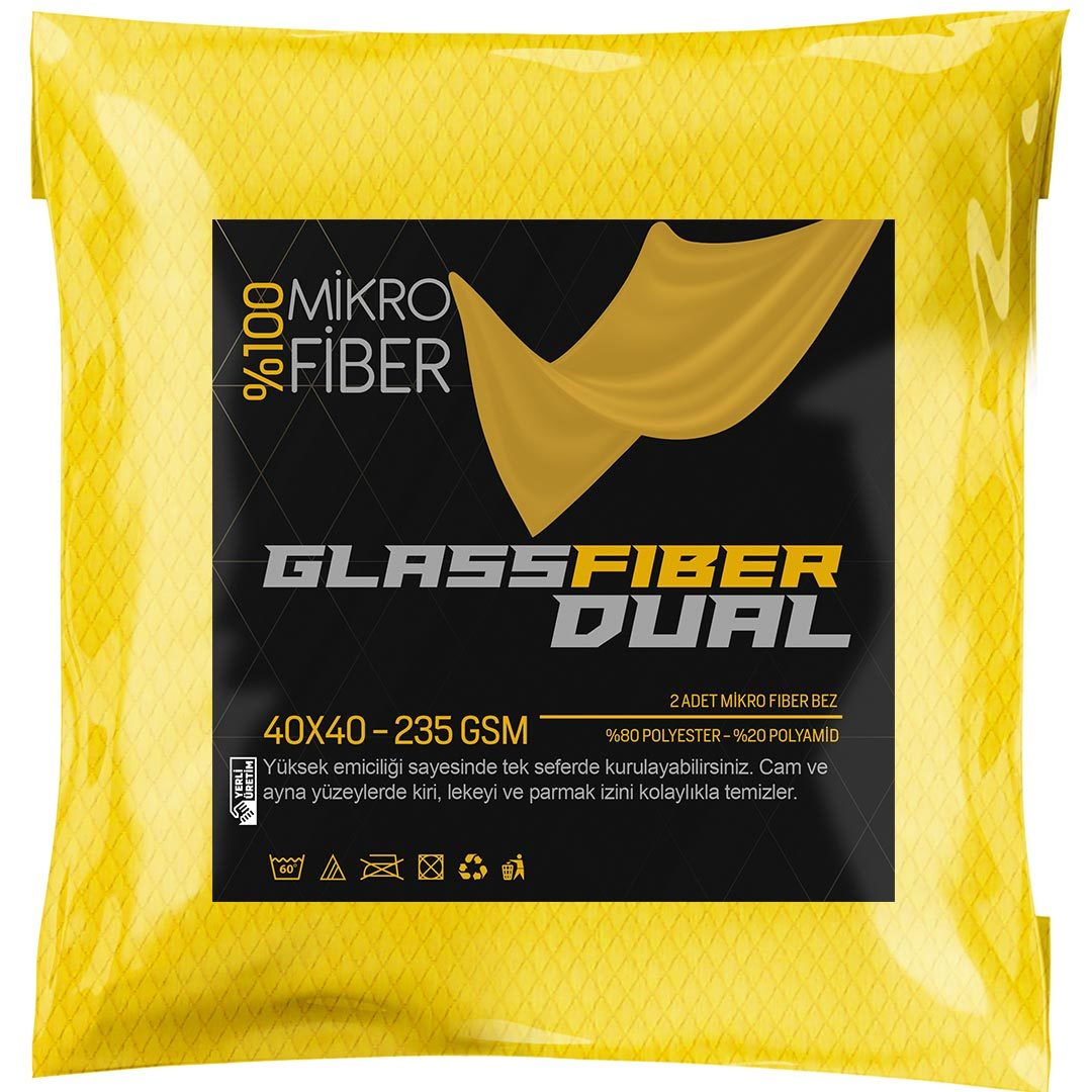 GLASSFIBER DUAL MİKROFİBER OTO CAM VE JANT BEZİ (2 ADET)