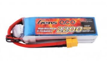 Gens ace 2200mAh 14.8V 25C 4S1P Lipo Pil Paketi, XT60 İle Beraber