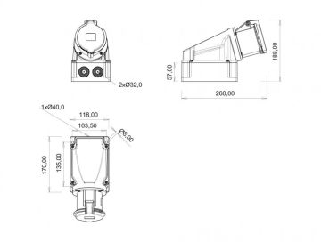 Eğik Duvar Priz 4/63A. 90° Bemis BC1-4504-2535