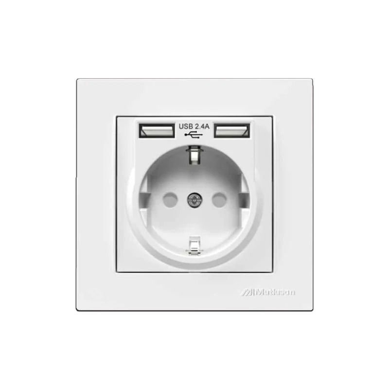 Rita İkili Usb Topraklı Priz Beyaz  Mutlusan 2220 619 0201