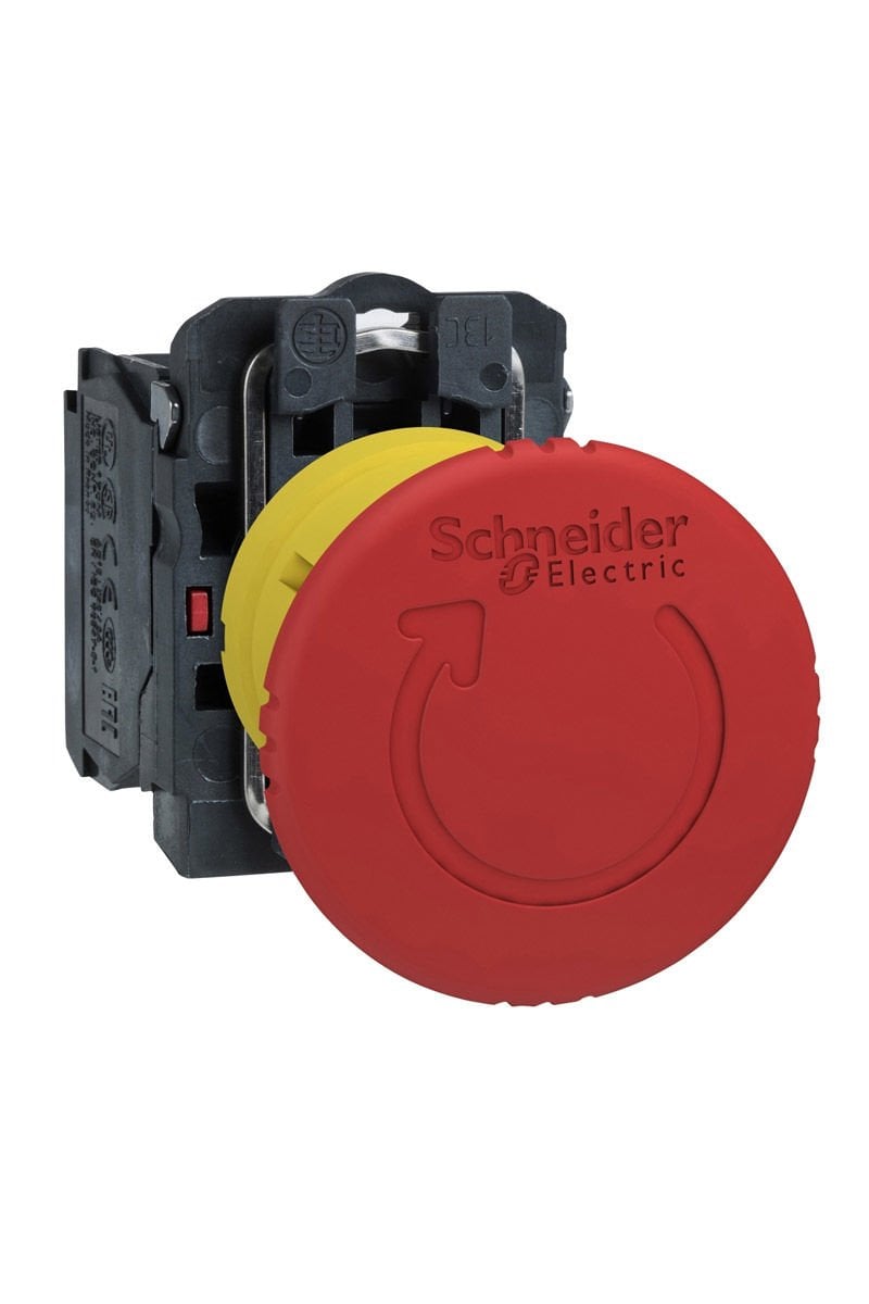 Schneider XB5AS8442 1NK Çevir Çek Tip Tetiklemeli Mantar Kafalı Acil Stop Butonu