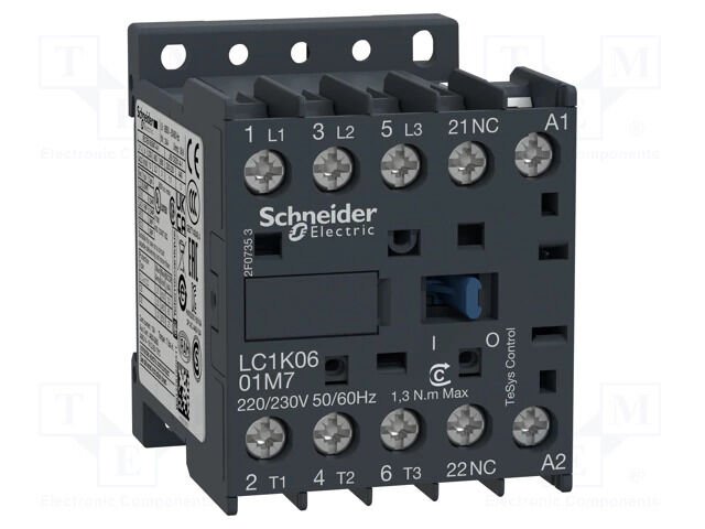 Kontaktörtör  24VAC 6A 2.2kW 1NK Schneider LC1K0601B7
