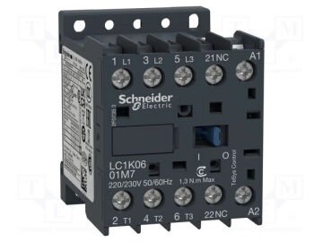 Kontaktörtör  24VAC 6A 2.2kW 1NK Schneider LC1K0601B7