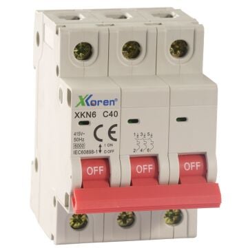 C Tipi Otomatik Sigorta 6Ka 3P 20A Xkoren XKN 06-3-C020