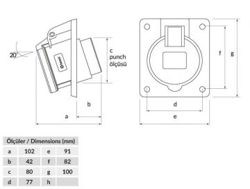 Eğik Makine Priz 4/32A. 45° Bemis BC1-3504-2420