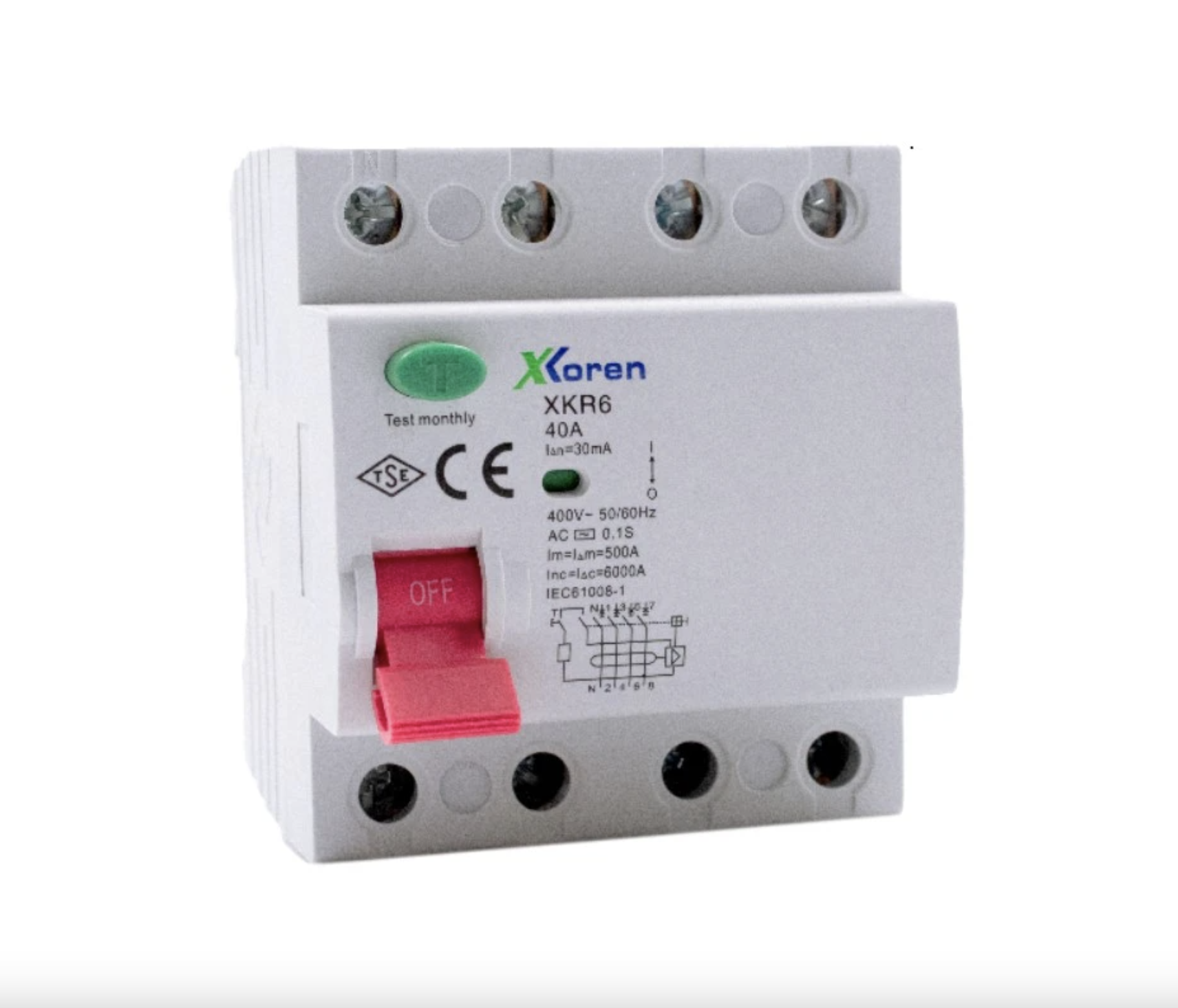 Xkoren 6Ka 4P 63A 300Ma Ac Tipi Kaçak Akım Koruma