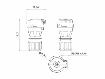 Plastik Uzatma Priz 1/16A 200/250V Bemis BP1-1402-2311