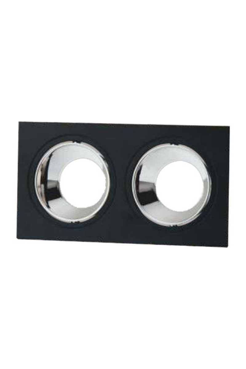 Siyah-Platin Jaguar Kare Spot Kasası  2li Gu10 Cata CT-5054