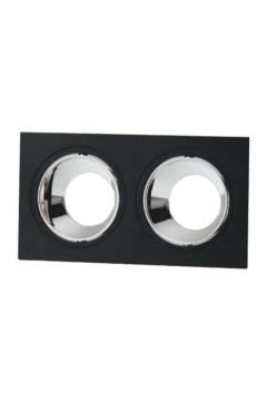 Siyah-Platin Jaguar Kare Spot Kasası  2li Gu10 Cata CT-5054