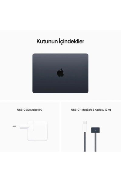 APPLE MLY43TU/A MACBOOK AİR 13.6'' M2 8C CPU 10C GPU MACOS 13 8GB 512GB MIDNIGHT