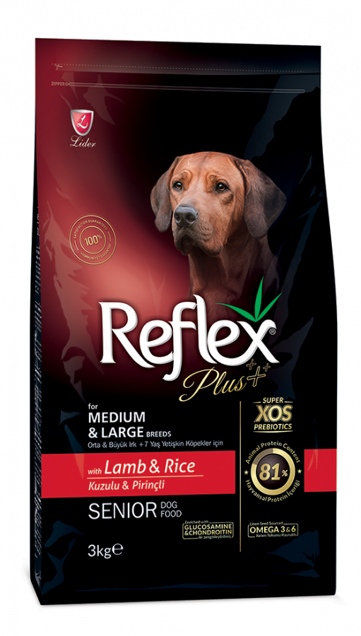 Reflex Plus Büyük Orta Irk Kuzulu Yaşlı Köpek Maması 3 Kg
