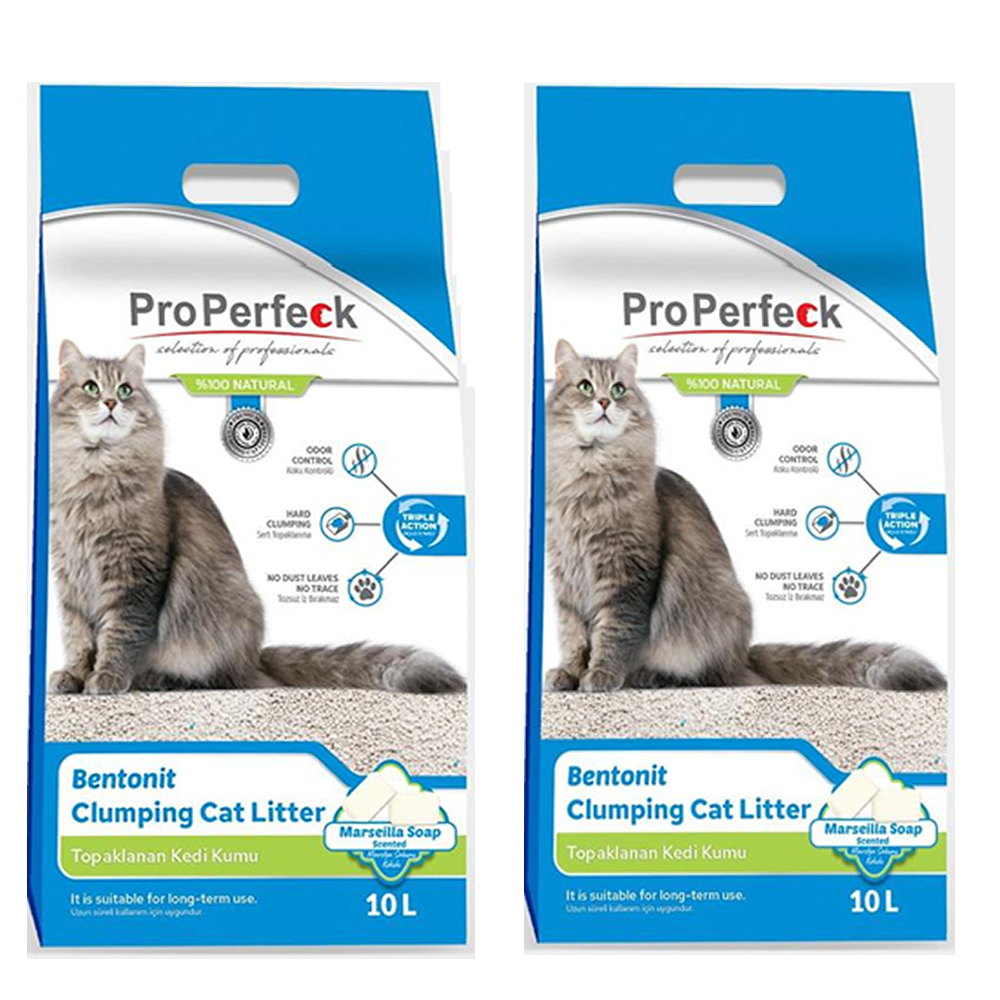 Pro Perfeck Marsilya Sabunu Kokulu Bentonit Kedi Kumu 10 Lt X 2 Adet