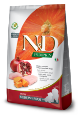 N&D Pumpkin Tahılsız Tavuk & Nar Puppy Medium Maxi Köpek Maması 2,5 Kg