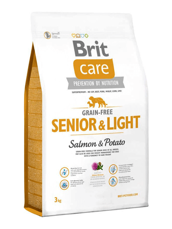 Brit Care Senior-Light Tahılsız Somonlu İleri Yaş İçin Diyet Köpek Maması 3 Kg