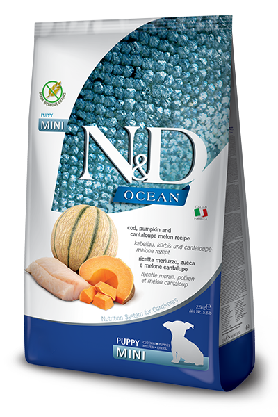 N&D Ocean Morina Balığı, Balkabağı & Kavun Puppy Mini Köpek Maması 2,5 Kg