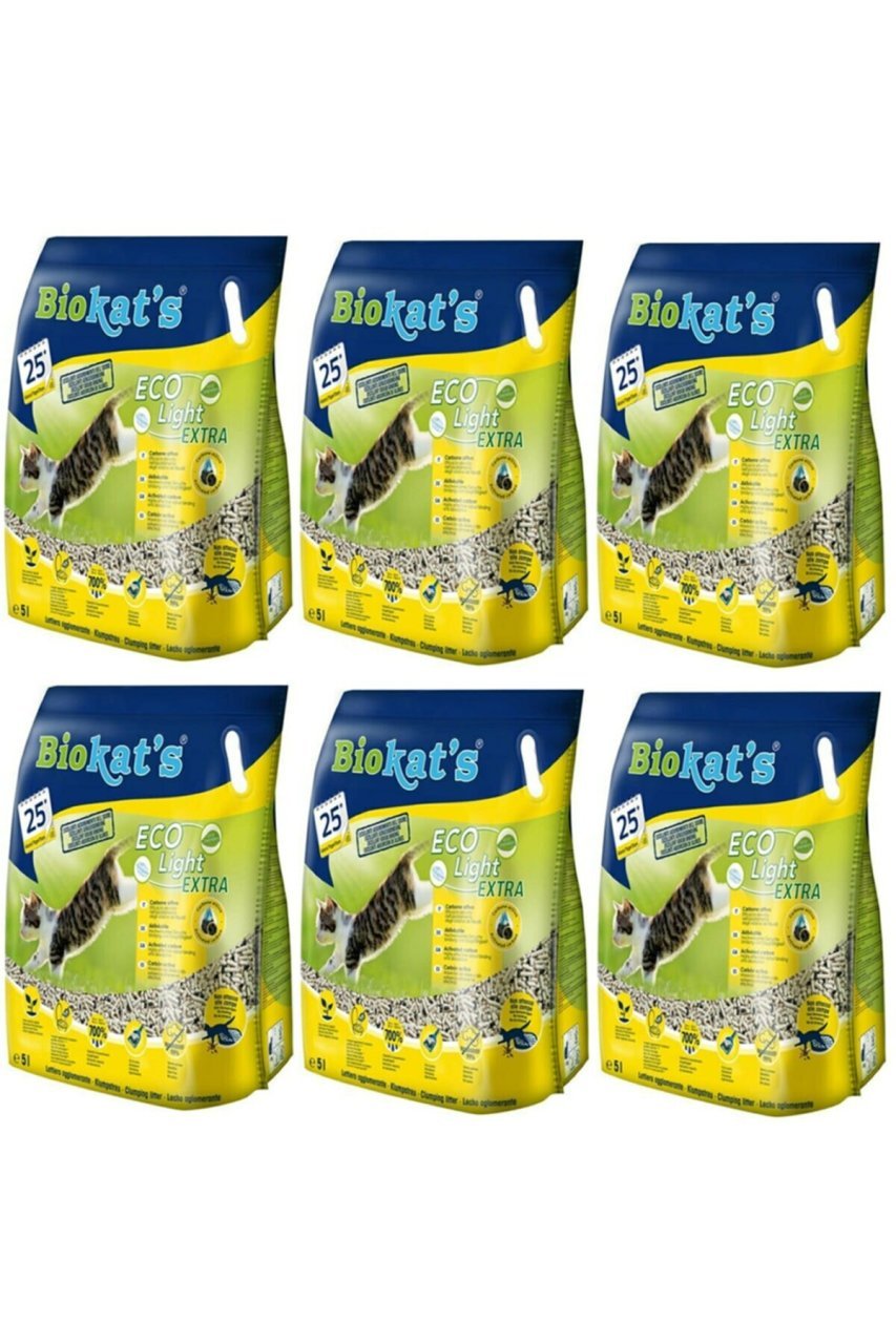 Biokats Eco Light Extra Pelet Aktif Karbonlu Kedi Kumu 5 Lt 6 Lı