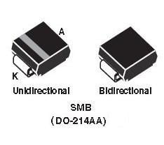 DIODE TVS SMBJ 6,5A 6,5V 600W DO214AA