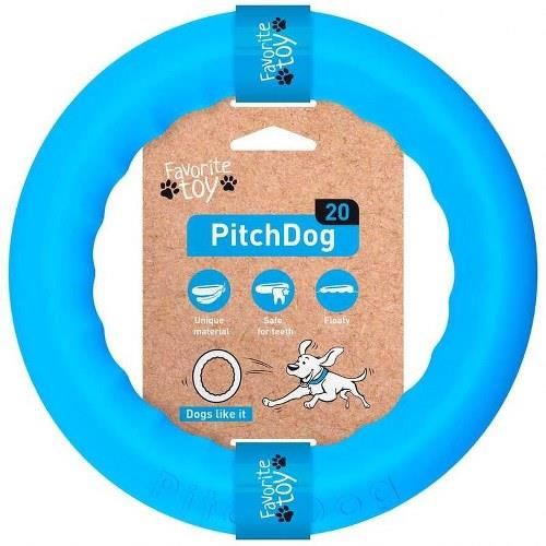 PitchDog Collar Plastik Halka Köpek Oyuncağı Mavi 20 Cm